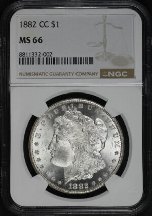 Obverse of this 1882-CC Morgan Dollar NGC MS-66
