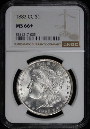 Obverse of this 1882-CC Morgan Dollar NGC MS-66+