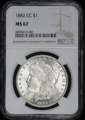 Obverse of this 1882-CC Morgan Dollar NGC MS-67