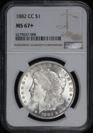 Obverse of this 1882-CC Morgan Dollar NGC MS-67+