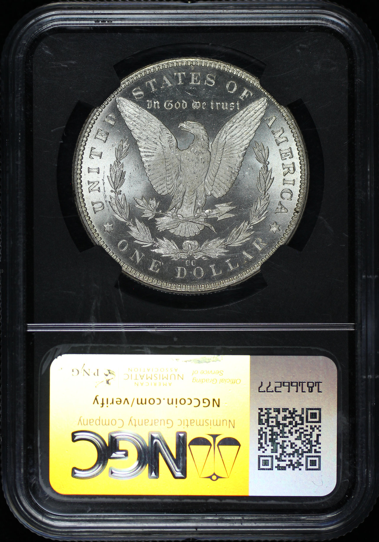 Reverse of this 1882-CC Morgan Dollar NGC MS-9.4 Vaultbox-Series 5