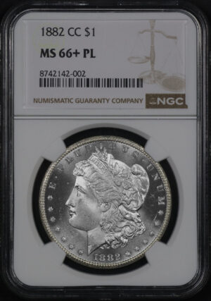 Obverse of this 1882-CC Morgan Dollar NGC MS-66+ PL