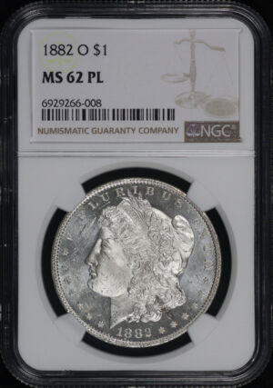 Obverse of this 1882-O Morgan Dollar NGC MS-62 PL