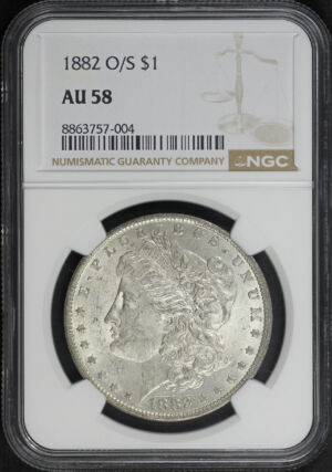 Obverse of this 1882-O/S Morgan Dollar NGC AU-58