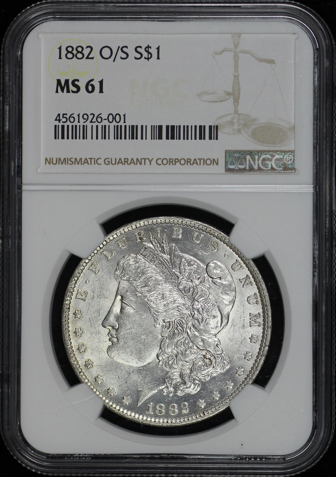 Obverse of this 1882-O/S Strong Morgan Dollar NGC MS-61
