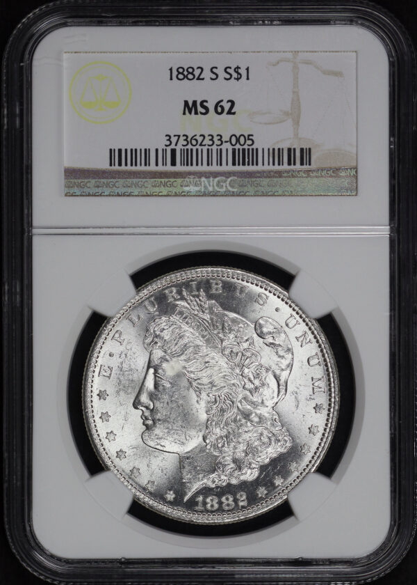 Obverse of this 1882-S Morgan Dollar NGC MS-62
