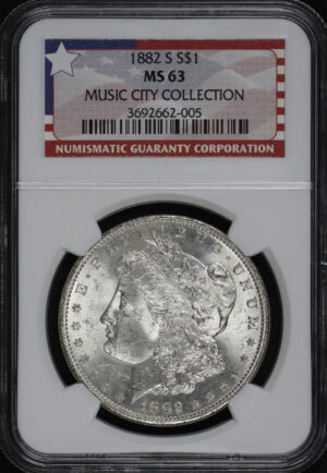 Obverse of this 1882-S Morgan Dollar NGC MS-63 MUSIC CITY COLLECTION