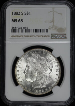Obverse of this 1882-S Morgan Dollar NGC MS-63