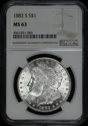 Obverse of this 1882-S Morgan Dollar NGC MS-63
