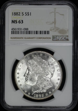 Obverse of this 1882-S Morgan Dollar NGC MS-63