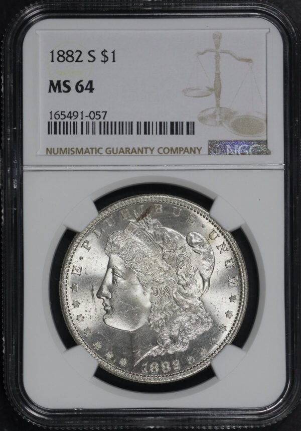 Obverse of this 1882-S Morgan Dollar NGC MS-64