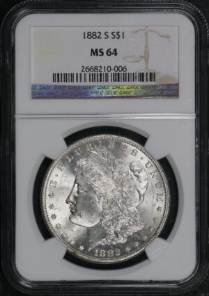 Obverse of this 1882-S Morgan Dollar NGC MS-64