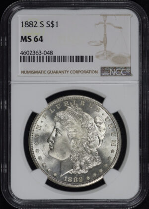 Obverse of this 1882-S Morgan Dollar NGC MS-64