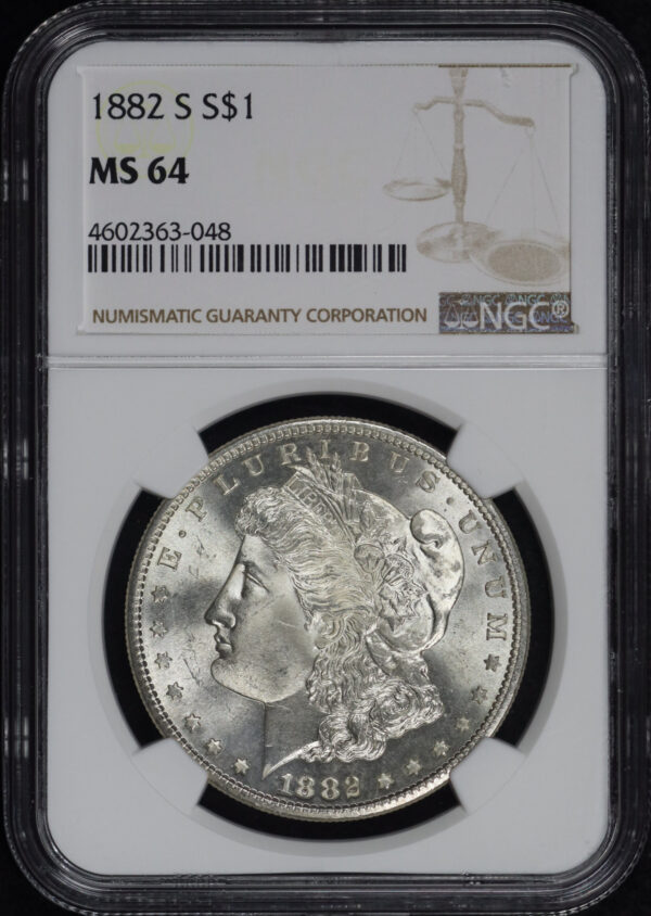 Obverse of this 1882-S Morgan Dollar NGC MS-64