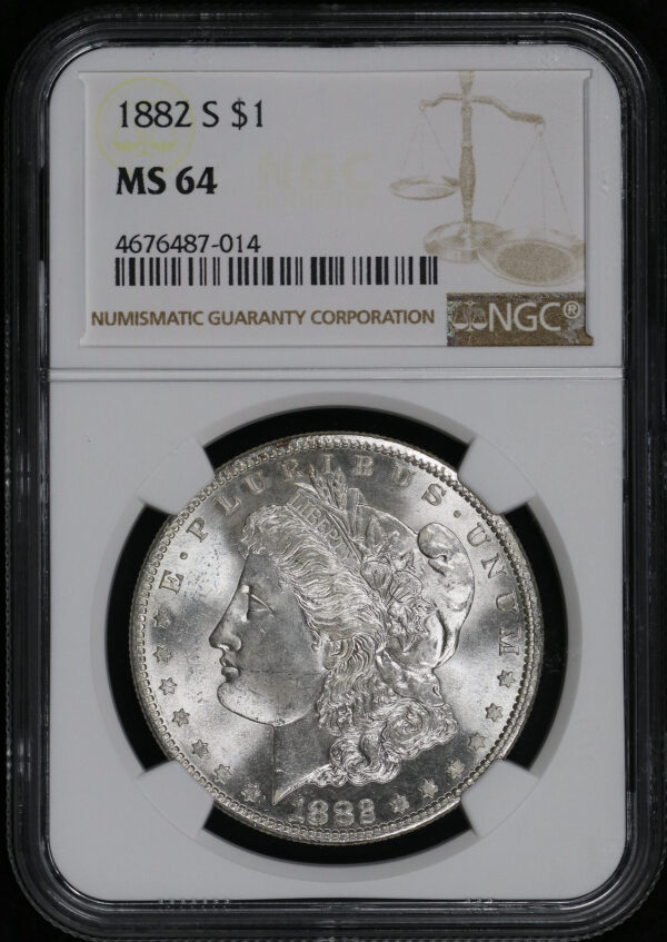 Obverse of this 1882-S Morgan Dollar NGC MS-64
