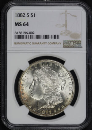 Obverse of this 1882-S Morgan Dollar NGC MS-64