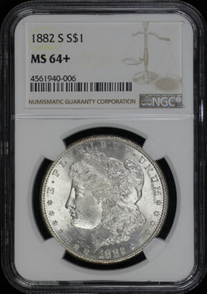 Obverse of this 1882-S Morgan Dollar NGC MS-64+