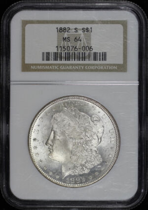 Obverse of this 1882-S Morgan Dollar NGC MS-64