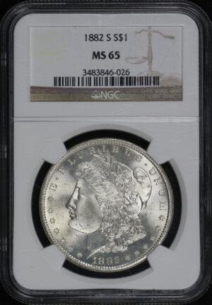 Obverse of this 1882-S Morgan Dollar NGC MS-65