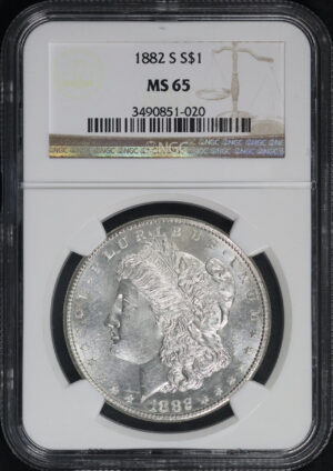Obverse of this 1882-S Morgan Dollar NGC MS-65
