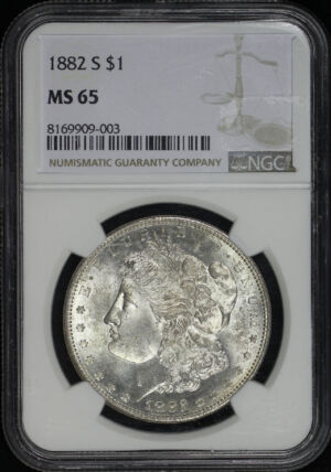 Obverse of this 1882-S Morgan Dollar NGC MS-65