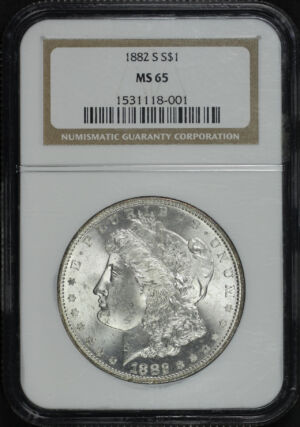 Obverse of this 1882-S Morgan Dollar NGC MS-65