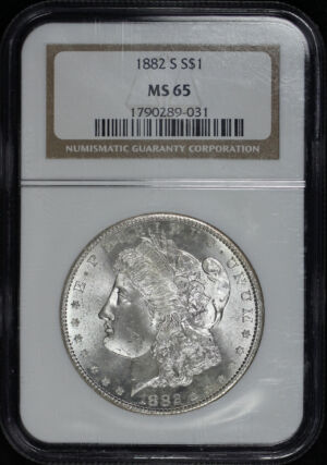 Obverse of this 1882-S Morgan Dollar NGC MS-65