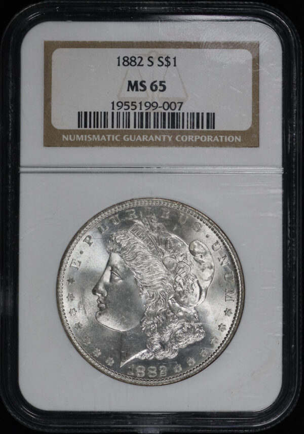 Obverse of this 1882-S Morgan Dollar NGC MS-65