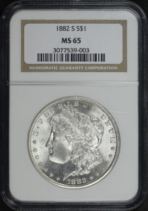 Obverse of this 1882-S Morgan Dollar NGC MS-65