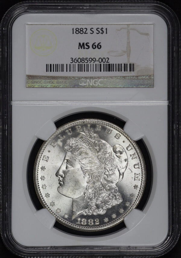 Obverse of this 1882-S Morgan Dollar NGC MS-66