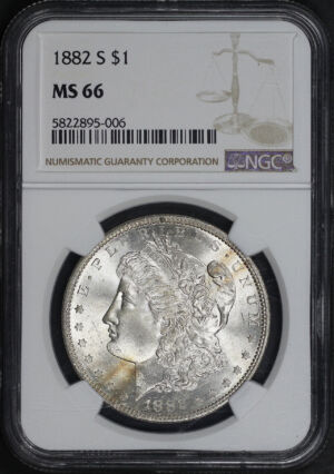 Obverse of this 1882-S Morgan Dollar NGC MS-66