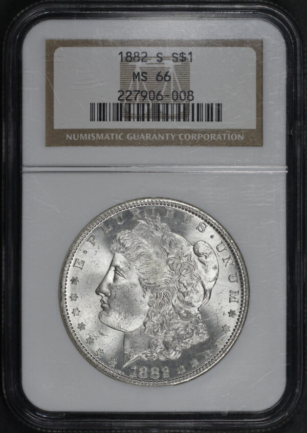 Obverse of this 1882-S Morgan Dollar NGC MS-66