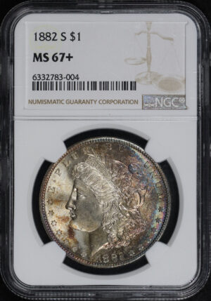 Obverse of this 1882-S Morgan Dollar NGC MS-67+ Crescent Obverse Toning