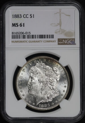 Obverse of this 1883-CC Morgan Dollar NGC MS-61