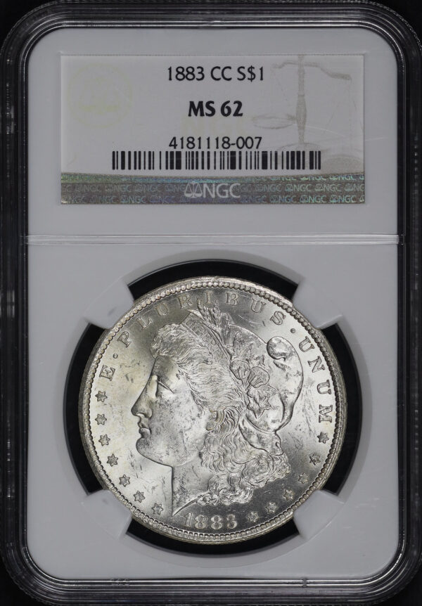 Obverse of this 1883-CC Morgan Dollar NGC MS-62
