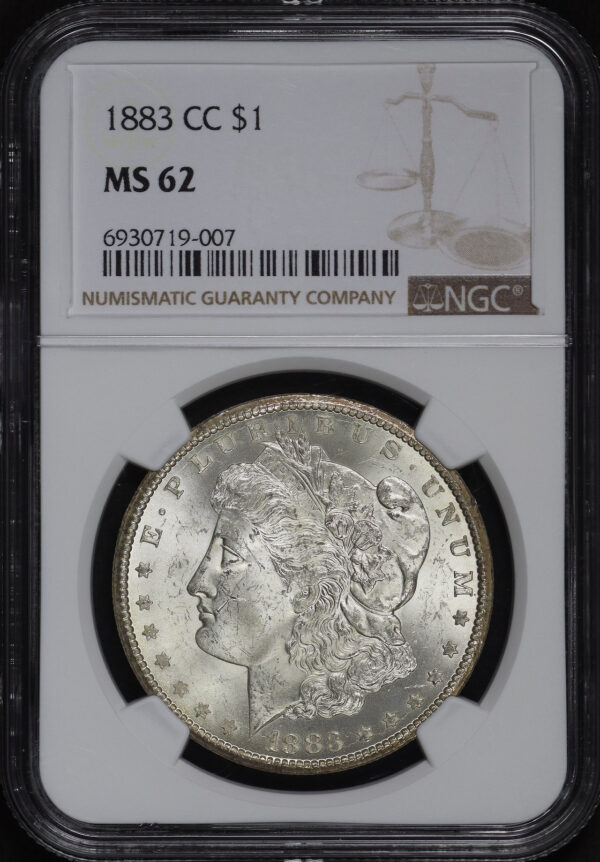 Obverse of this 1883-CC Morgan Dollar NGC MS-62