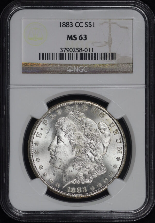 Obverse of this 1883-CC Morgan Dollar NGC MS-63