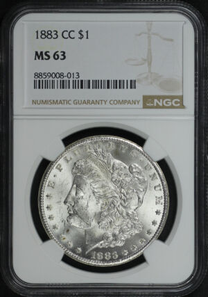 Obverse of this 1883-CC Morgan Dollar NGC MS-63