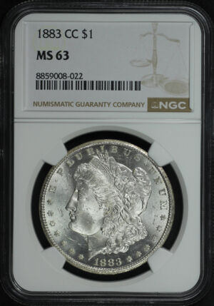 Obverse of this 1883-CC Morgan Dollar NGC MS-63