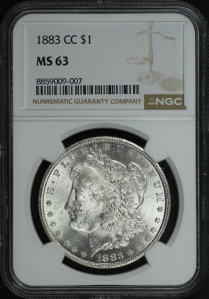Obverse of this 1883-CC Morgan Dollar NGC MS-63