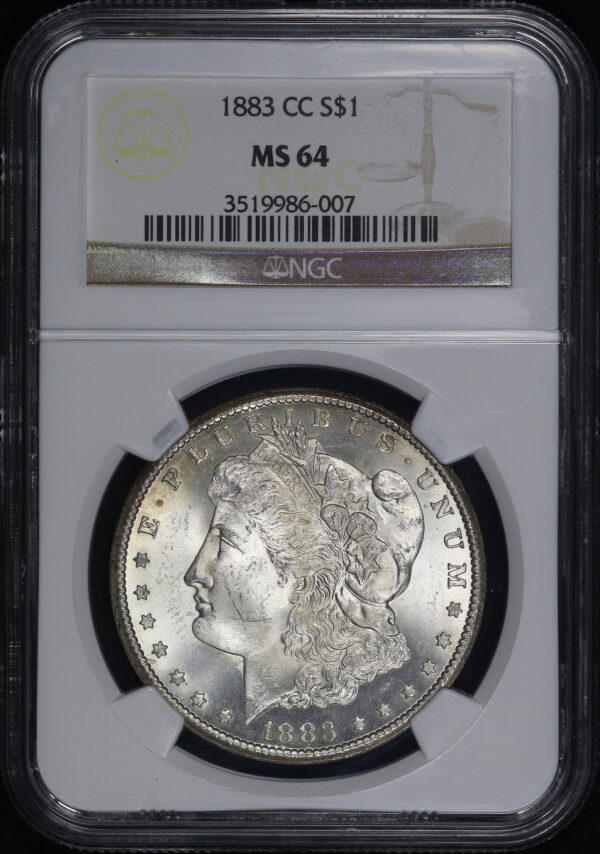 Obverse of this 1883-CC Morgan Dollar NGC MS-64