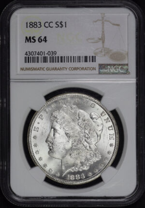 Obverse of this 1883-CC Morgan Dollar NGC MS-64