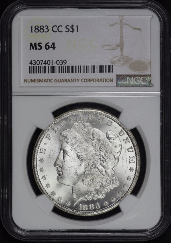 Obverse of this 1883-CC Morgan Dollar NGC MS-64