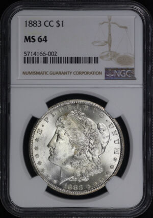 Obverse of this 1883-CC Morgan Dollar NGC MS-64
