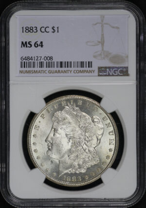 Obverse of this 1883-CC Morgan Dollar NGC MS-64