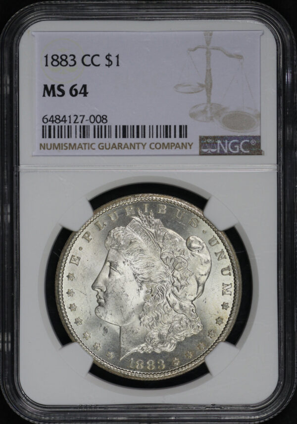 Obverse of this 1883-CC Morgan Dollar NGC MS-64