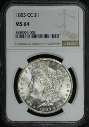 Obverse of this 1883-CC Morgan Dollar NGC MS-64