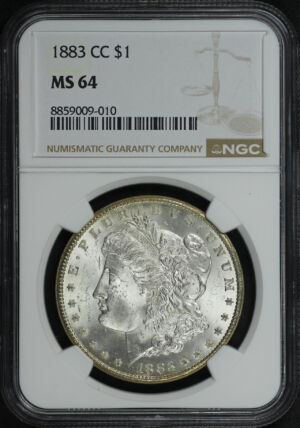 Obverse of this 1883-CC Morgan Dollar NGC MS-64
