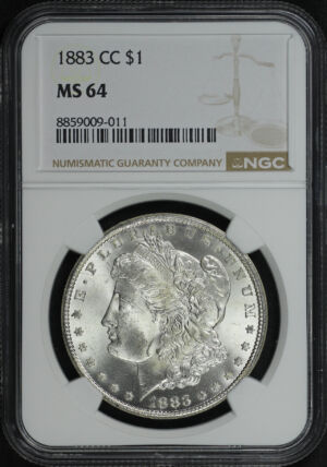 Obverse of this 1883-CC Morgan Dollar NGC MS-64