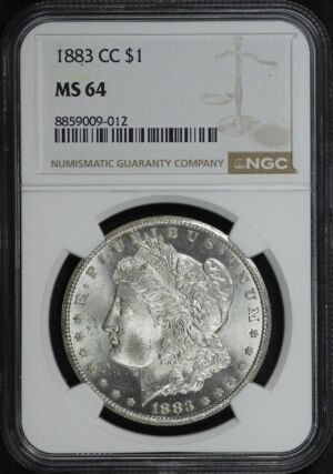 Obverse of this 1883-CC Morgan Dollar NGC MS-64